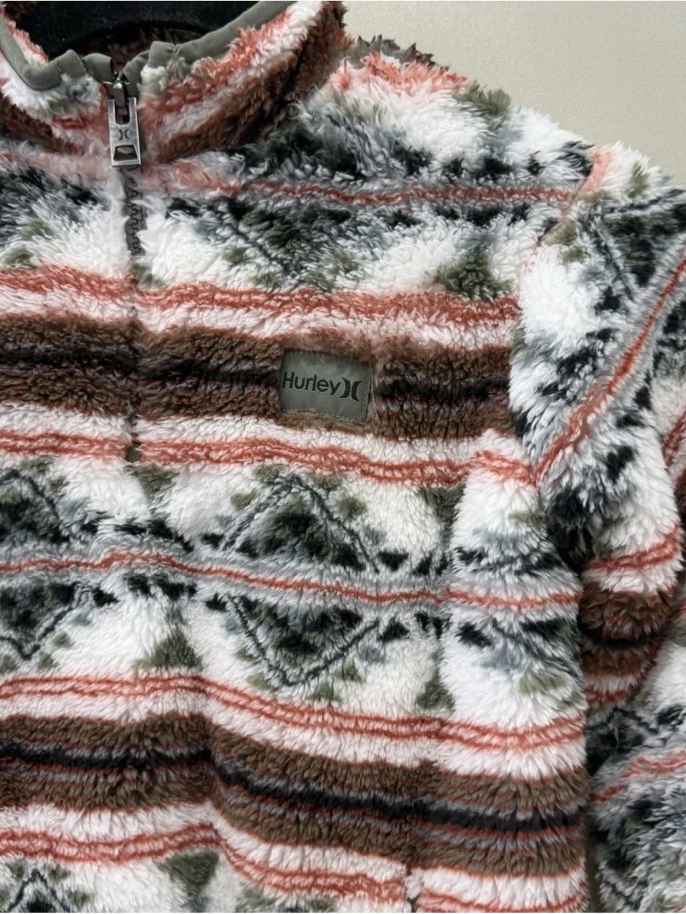 NEW Hurley Boy's Sherpa Plush Printed Quarter-Zip Jacket Size S(6/7) NWT